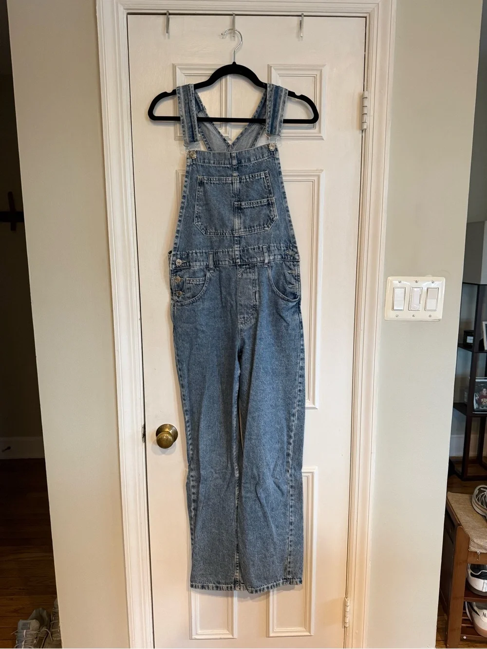 Free People Light Blue Denim Overalls